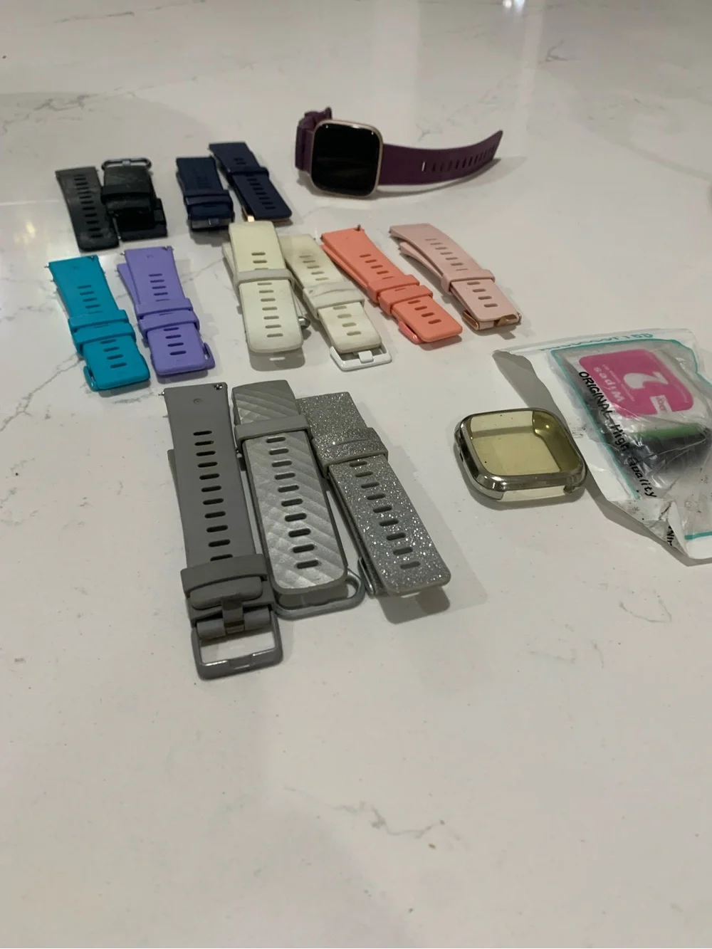 fitbit Versa 2 Plum Silicone Smartwatch with Rose Gold Case